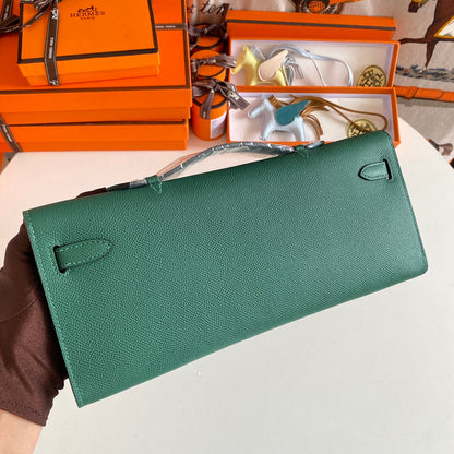 HM Kelly Cut 31 Kaitoke Green Cuir Epsom Quincaillerie argentée 229041