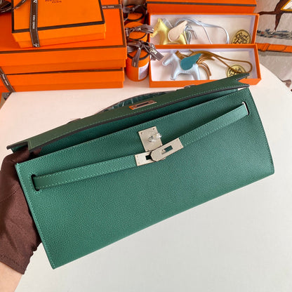 HM Kelly Cut 31 Kaitoke Green Cuir Epsom Quincaillerie argentée 229041