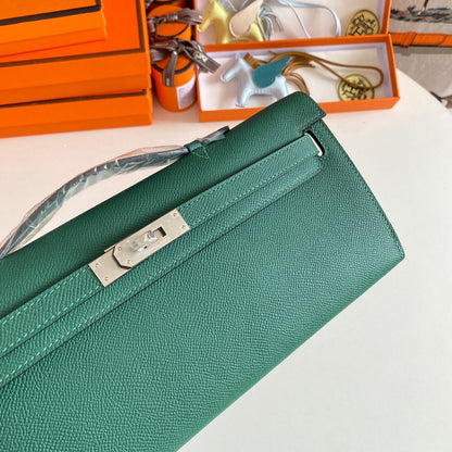 HM Kelly Cut 31 Kaitoke Green Cuir Epsom Quincaillerie argentée 229041