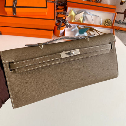 HM Kelly Cut 31 Etoupe Epsom Leather Silver Hardware 229055