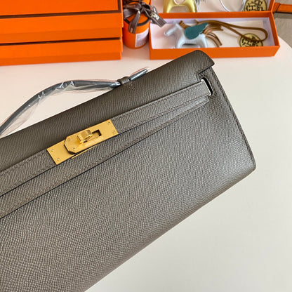 HM ケリーカット 31 フォッシルグレー エプソムレザー ゴールド金具 229052