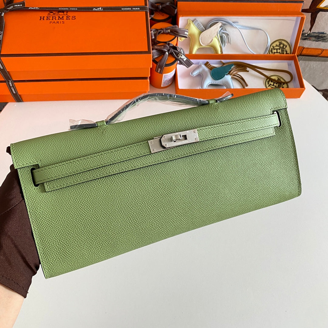 HM ケリーカット 31 オリーブグリーン エプソムレザー シルバー金具 229044