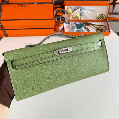 HM ケリーカット 31 オリーブグリーン エプソムレザー シルバー金具 229044