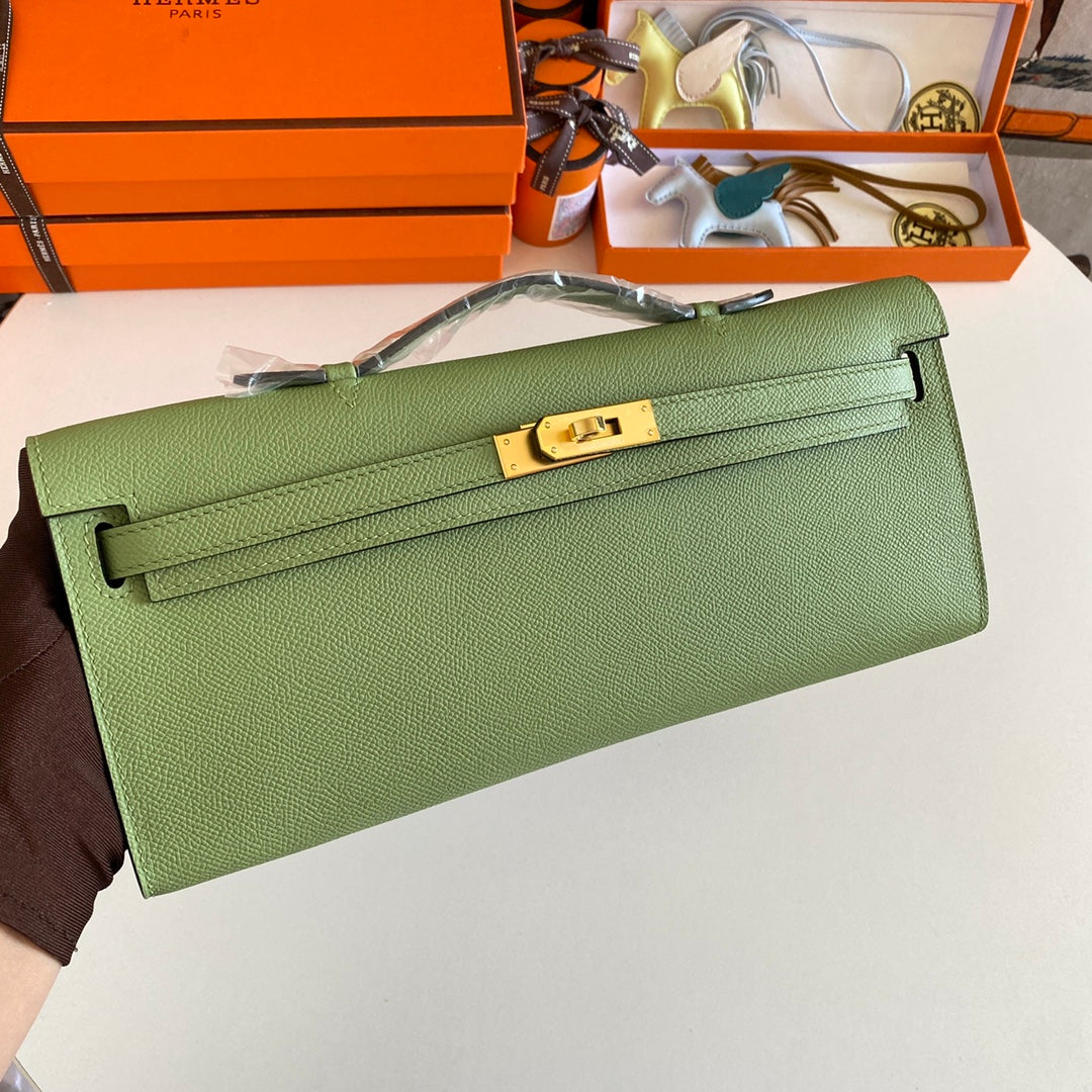 HM ケリーカット 31 オリーブグリーン エプソムレザー ゴールド金具 229045