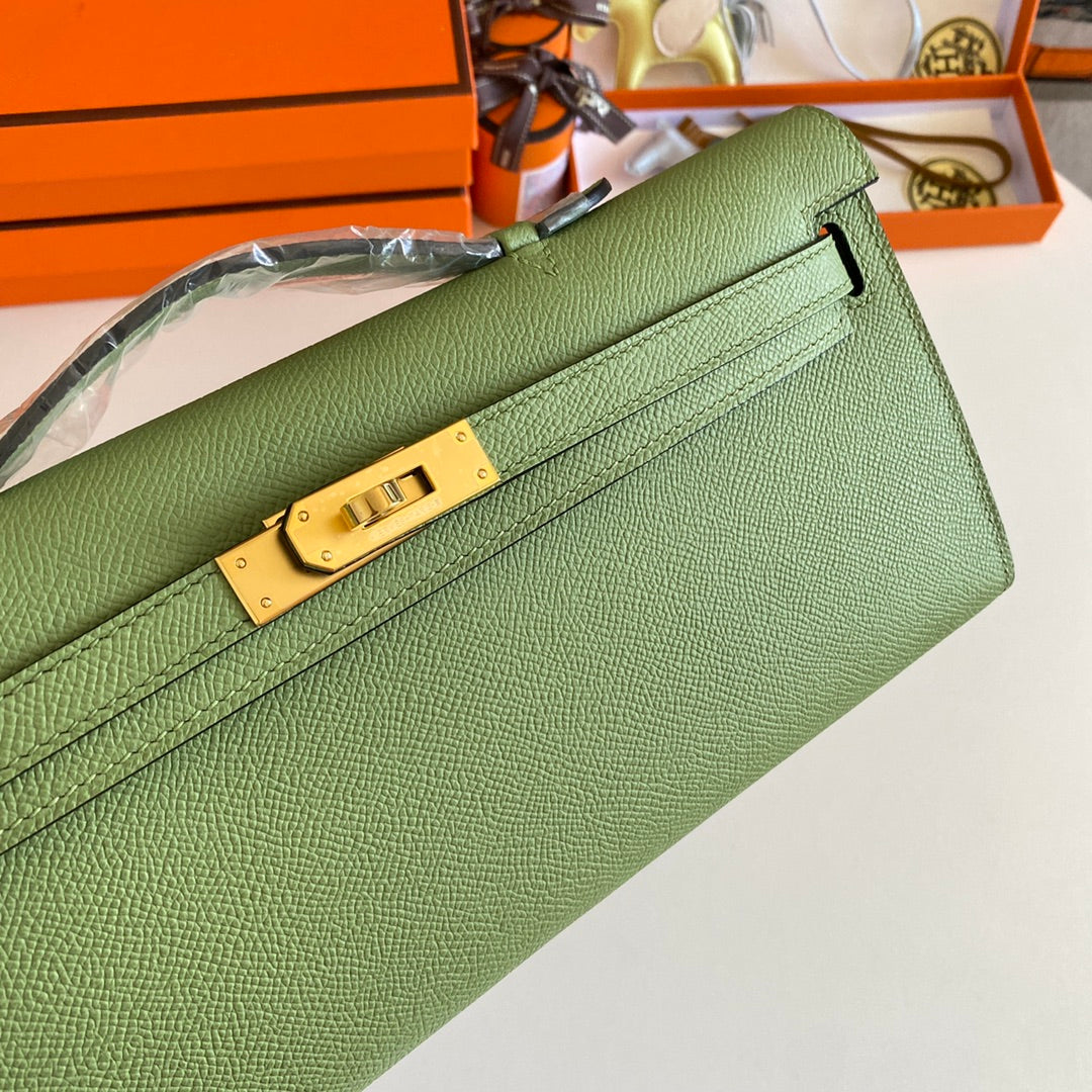 HM ケリーカット 31 オリーブグリーン エプソムレザー ゴールド金具 229045