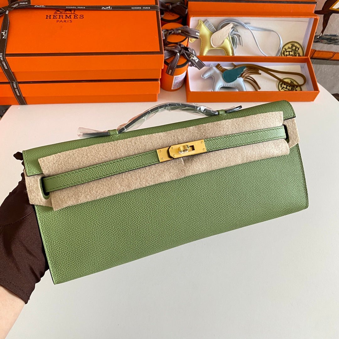 HM ケリーカット 31 オリーブグリーン エプソムレザー ゴールド金具 229045