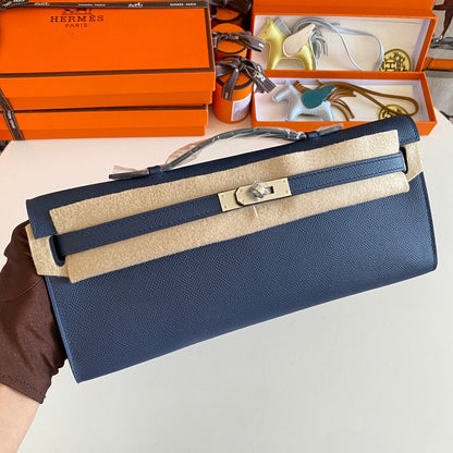 HM Kelly Cut 31 Cuir Epsom bleu nuit Ferrures argentées 229048