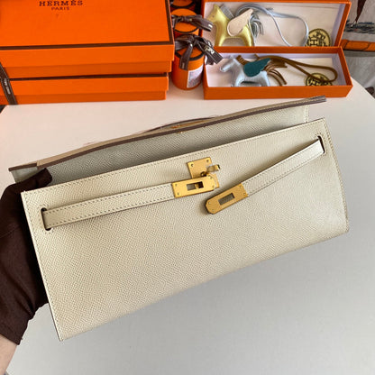 HM Kelly Cut 31 Cuir Epsom Ivoire Quincaillerie dorée 229047