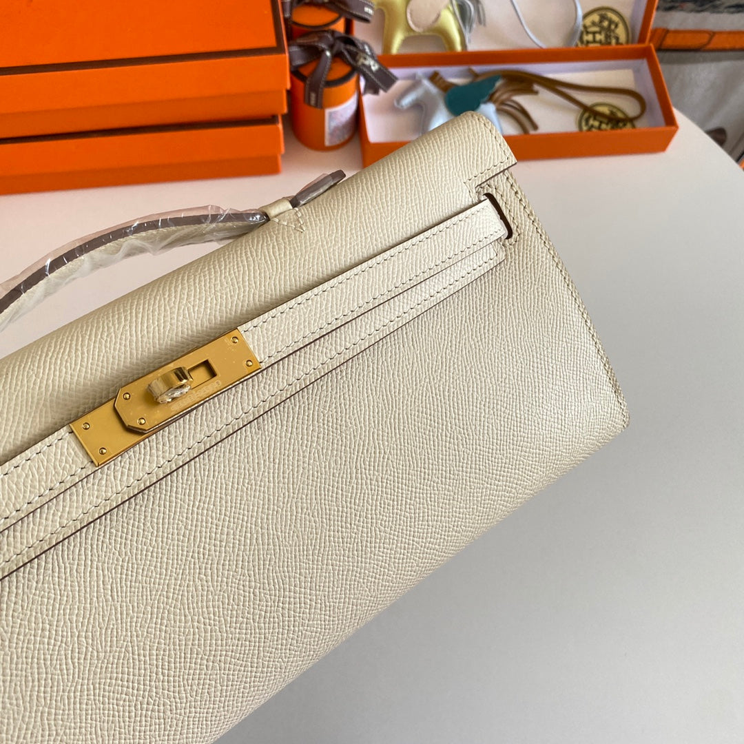HM Kelly Cut 31 Cuir Epsom Ivoire Quincaillerie dorée 229047