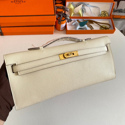 HM Kelly Cut 31 Cuir Epsom Ivoire Quincaillerie dorée 229047