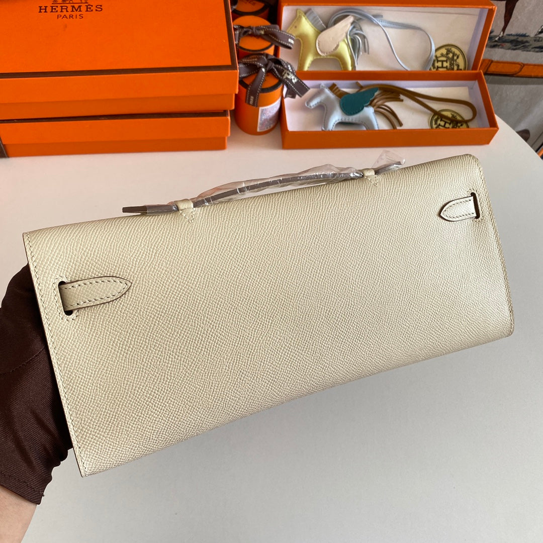 HM Kelly Cut 31 Cuir Epsom Ivoire Quincaillerie dorée 229047