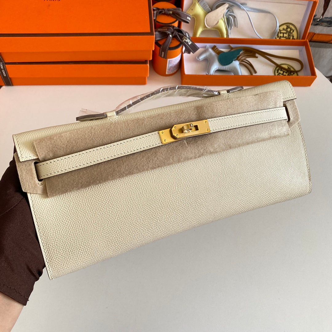 HM Kelly Cut 31 Cuir Epsom Ivoire Quincaillerie dorée 229047
