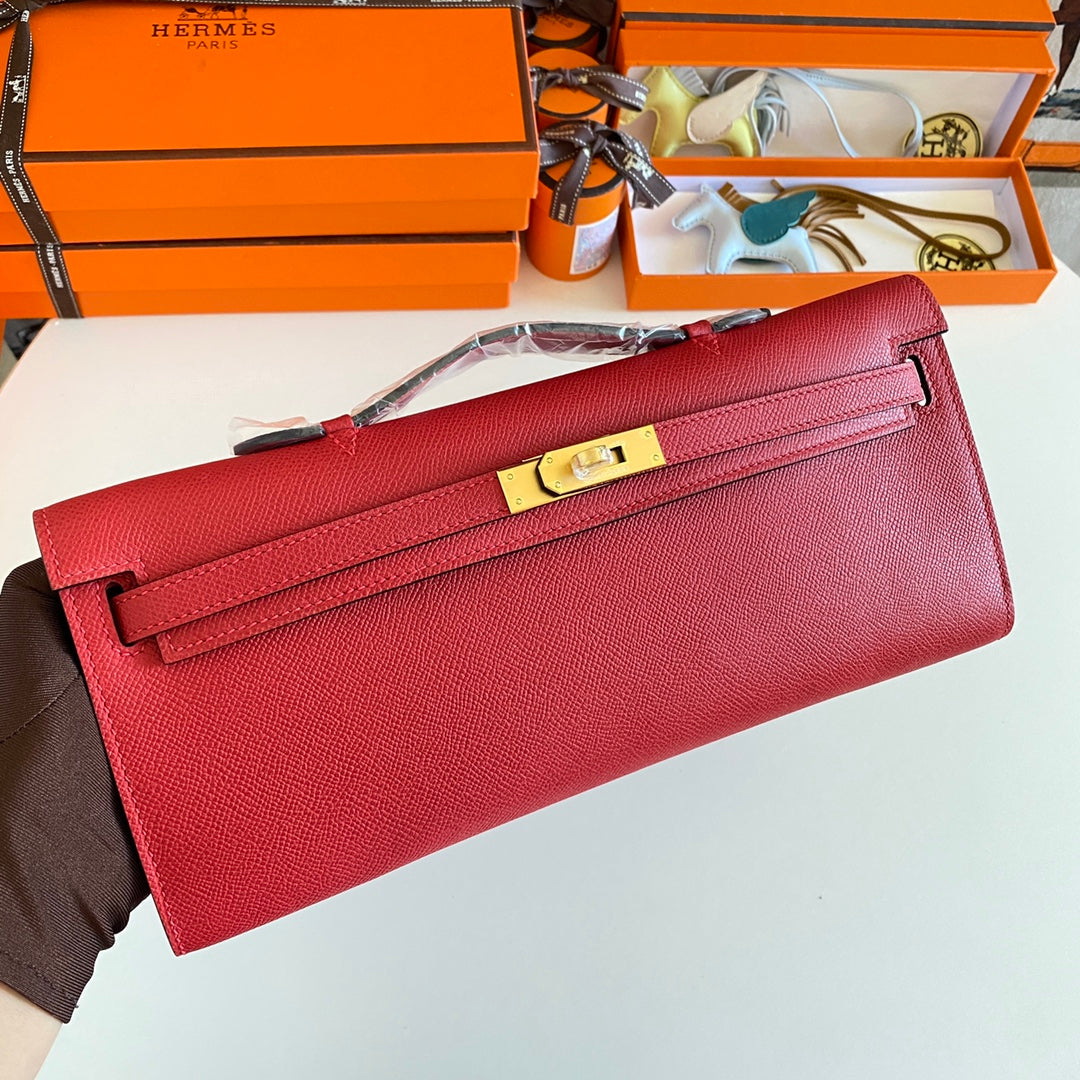 HM Kelly Cut 31 Cuir Epsom rouge Quincaillerie dorée 229051