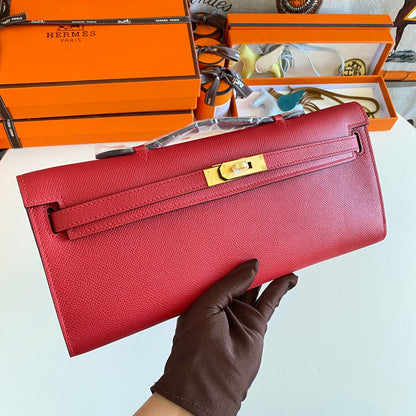 HM Kelly Cut 31 Cuir Epsom rouge Quincaillerie dorée 229051