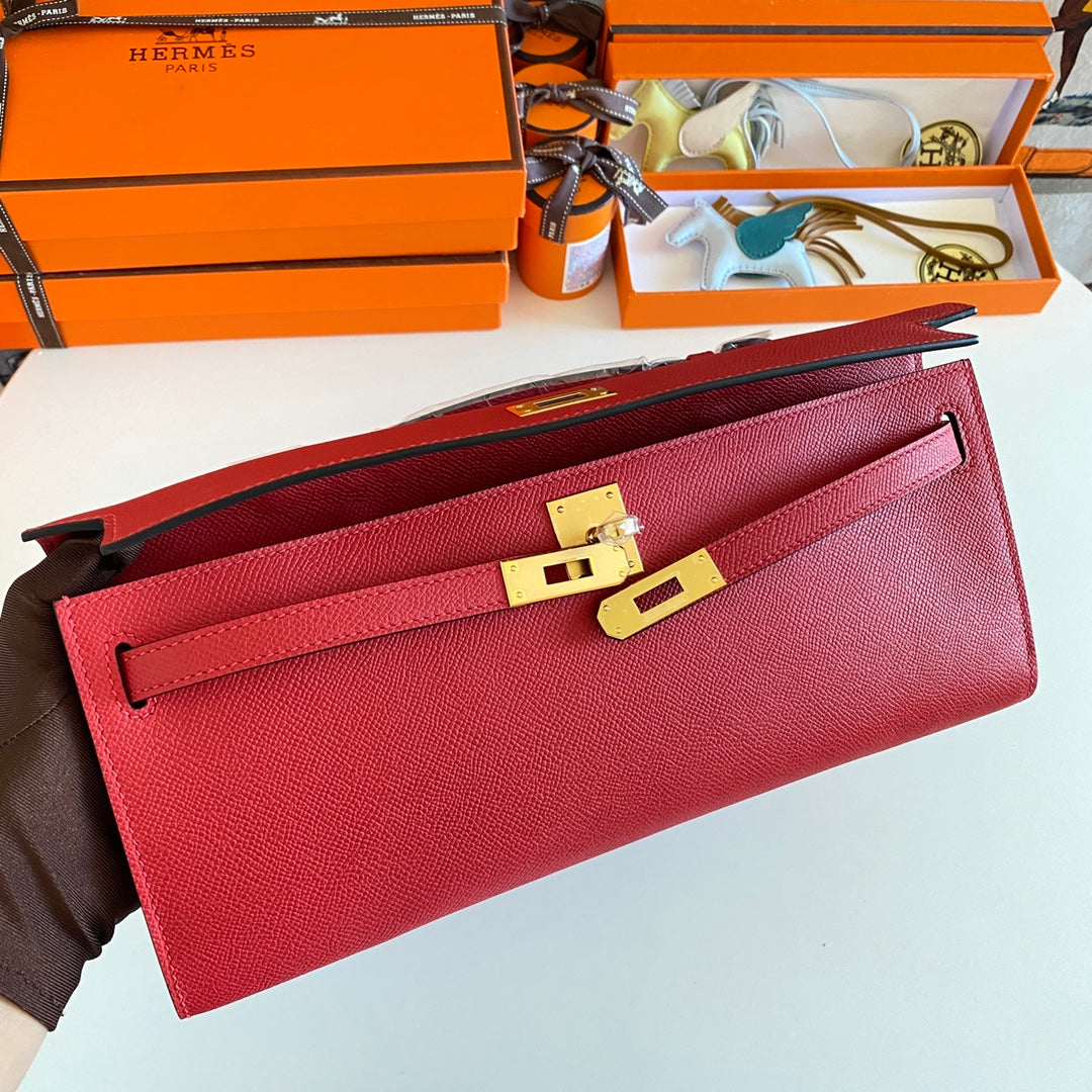 HM Kelly Cut 31 Cuir Epsom rouge Quincaillerie dorée 229051