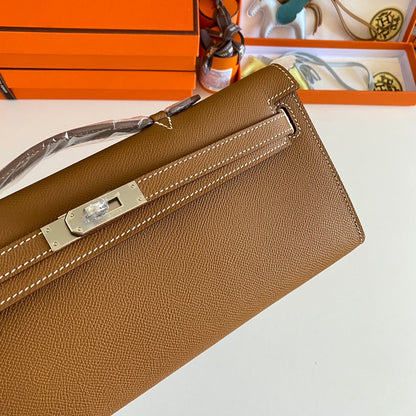 HM Kelly Cut 31 Cuir Epsom Beurre de Cacahuète Ferrures Argentées 229056
