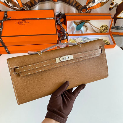 HM Kelly Cut 31 Cuir Epsom Beurre de Cacahuète Ferrures Argentées 229056