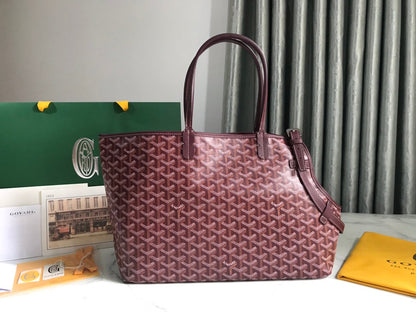 CHIEN GRIS バッグ 33 ワインレッド ゴヤルディン キャンバス＆カーフスキントリム