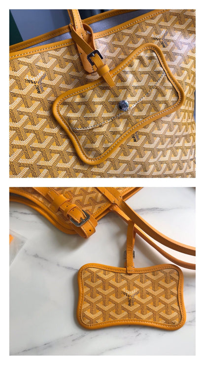 CHIEN GRIS BAG 33 IN YELLOW GOYARDINE CANVAS AND CALFSKIN TRIM