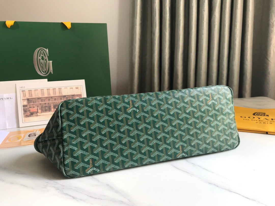 CHIEN GRIS バッグ 33 グリーン ゴヤルディン キャンバス＆カーフスキントリム