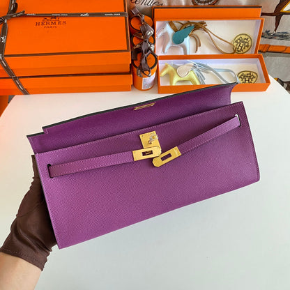 HM Kelly Cut 31 Cuir Epsom Violet Quincaillerie Dorée 229037