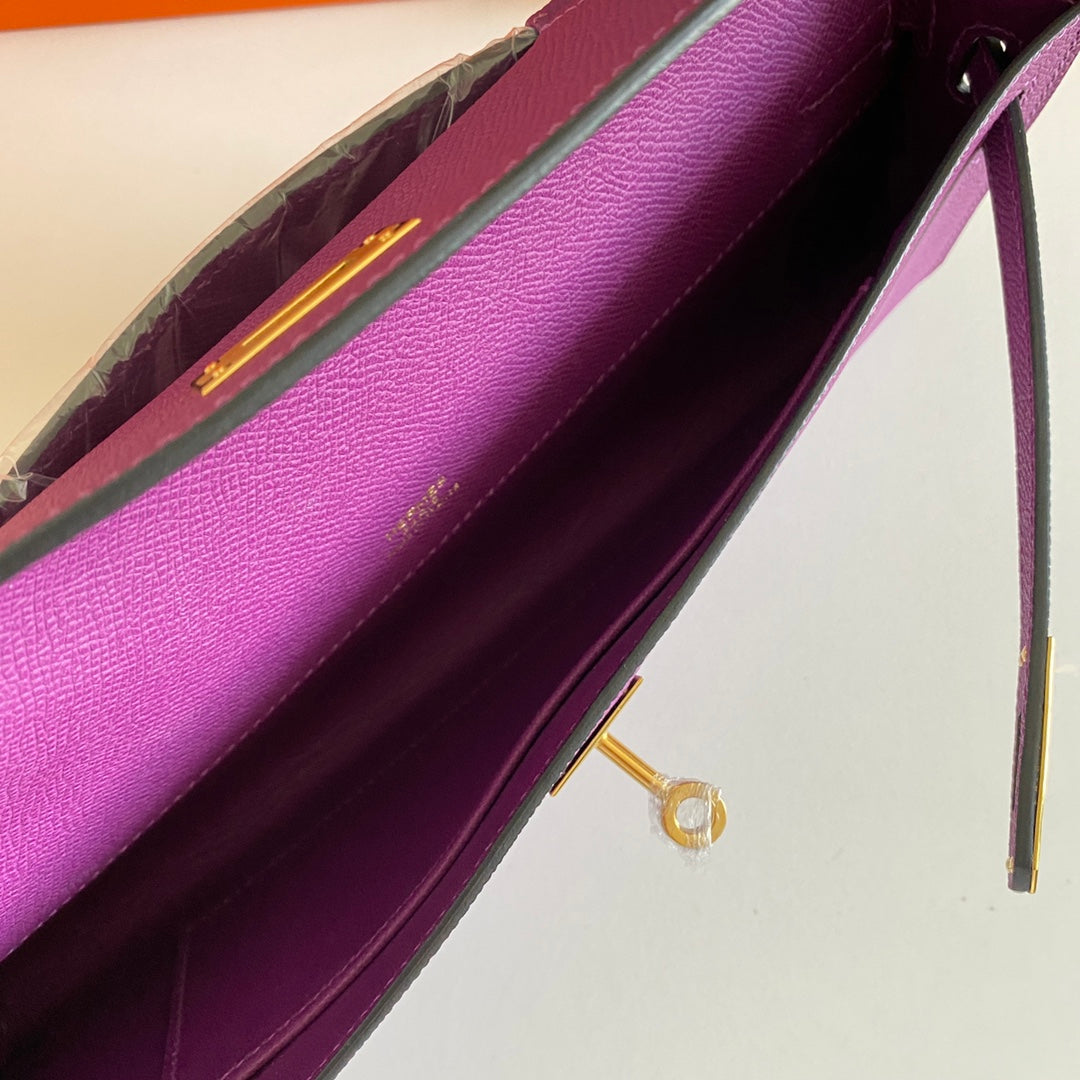 HM Kelly Cut 31 Cuir Epsom Violet Quincaillerie Dorée 229037