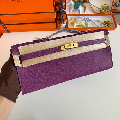 HM Kelly Cut 31 Cuir Epsom Violet Quincaillerie Dorée 229037