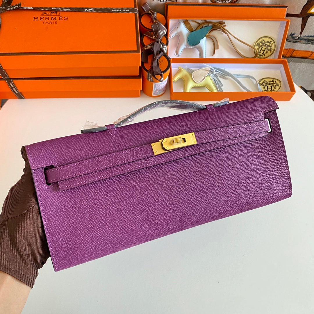 HM Kelly Cut 31 Cuir Epsom Violet Quincaillerie Dorée 229037