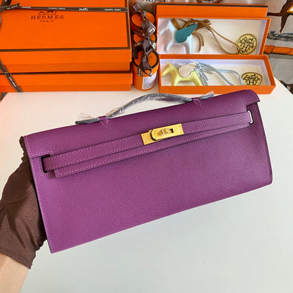 HM Kelly Cut 31 Cuir Epsom Violet Quincaillerie Dorée 229037