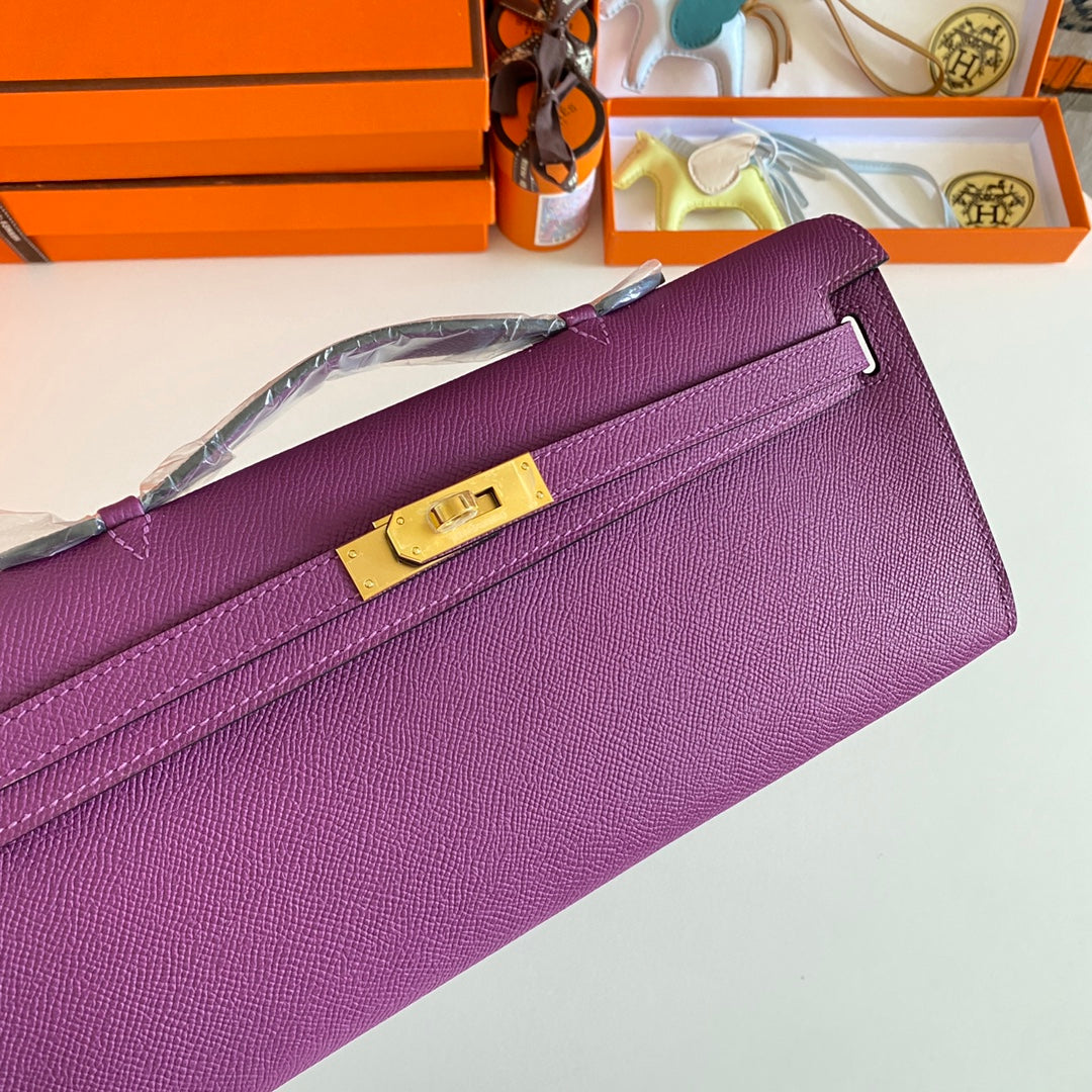 HM Kelly Cut 31 Cuir Epsom Violet Quincaillerie Dorée 229037