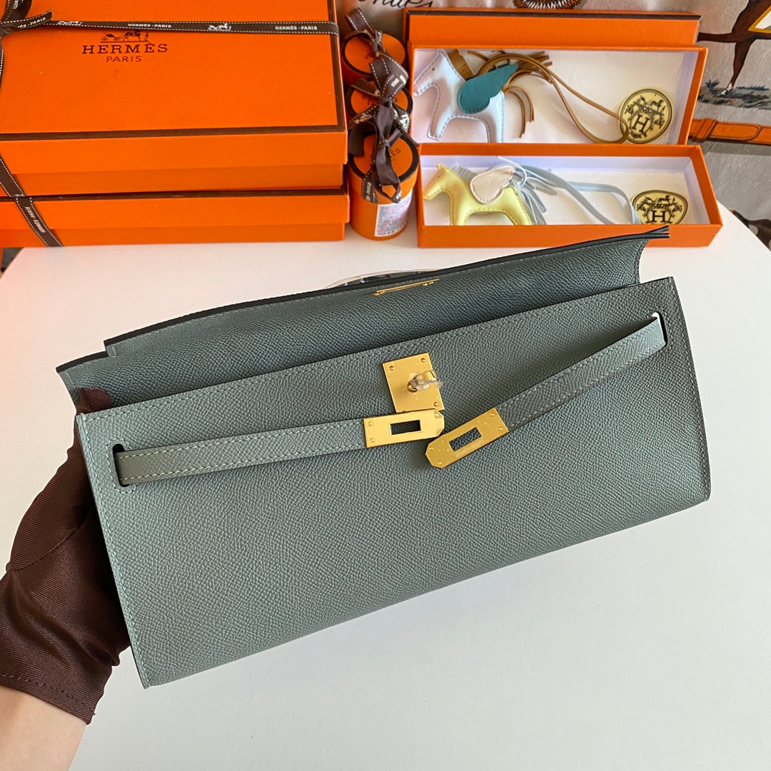 HM ケリーカット 31 アッシュグレー エプソムレザー ゴールド金具 229038