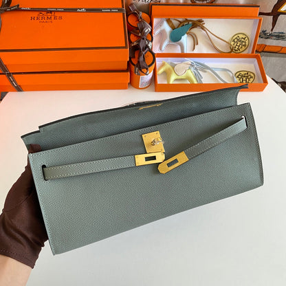 HM ケリーカット 31 アッシュグレー エプソムレザー ゴールド金具 229038