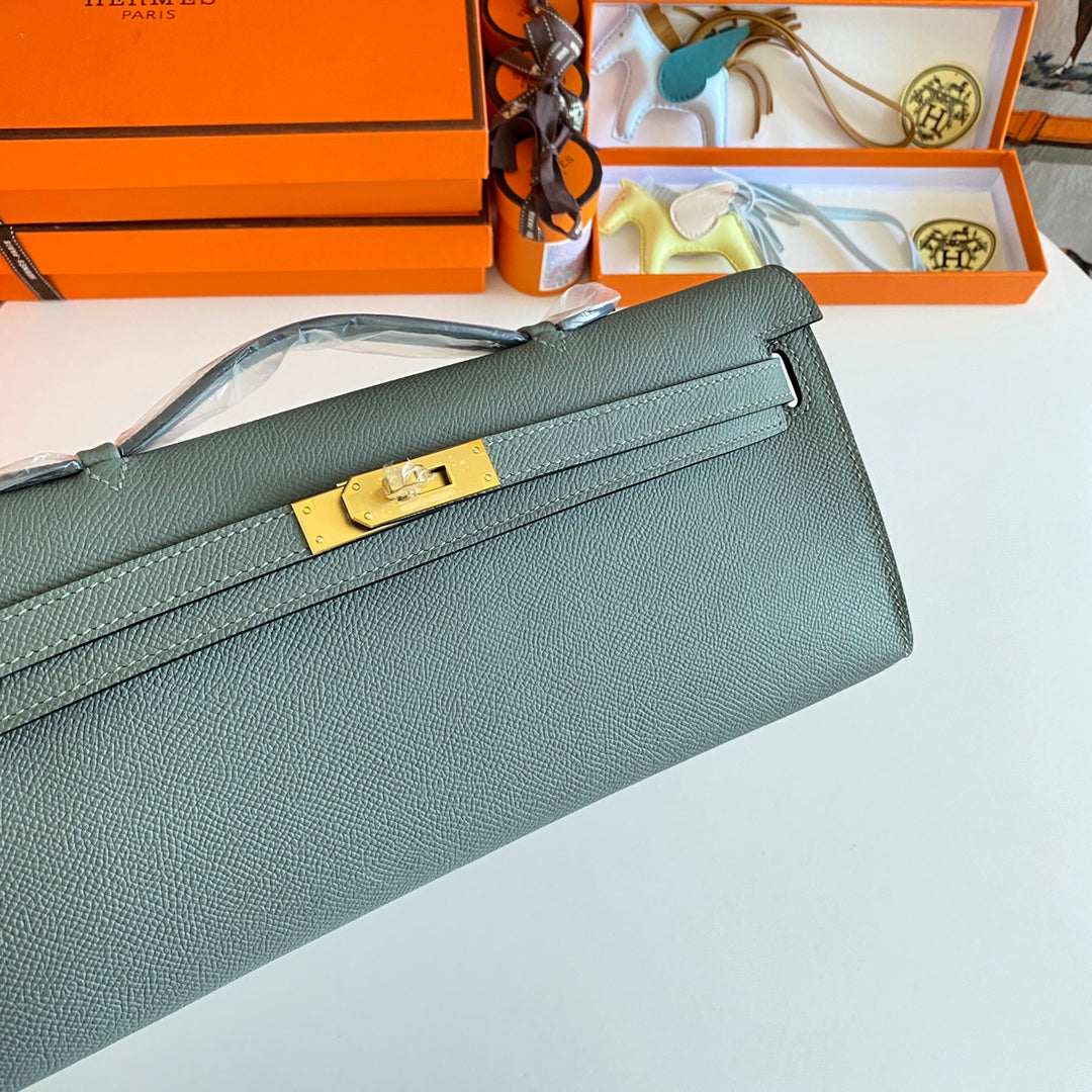 HM ケリーカット 31 アッシュグレー エプソムレザー ゴールド金具 229038