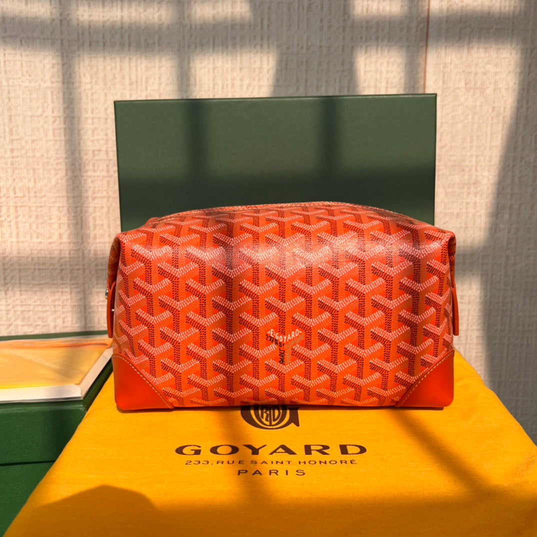 ボウリング トイレタリーバッグ 25インチ レッドオレンジ ゴヤルディン キャンバス＆カーフスキン