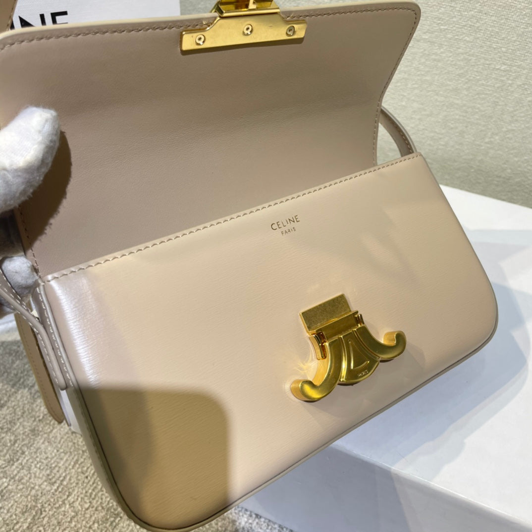 Triomphe classique 20 en cuir de veau beige clair avec finitions dorées