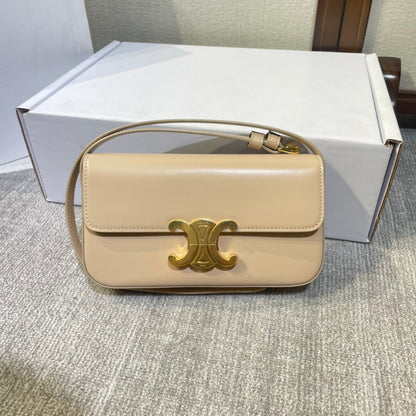 Triomphe classique 20 en cuir de veau beige clair avec finitions dorées