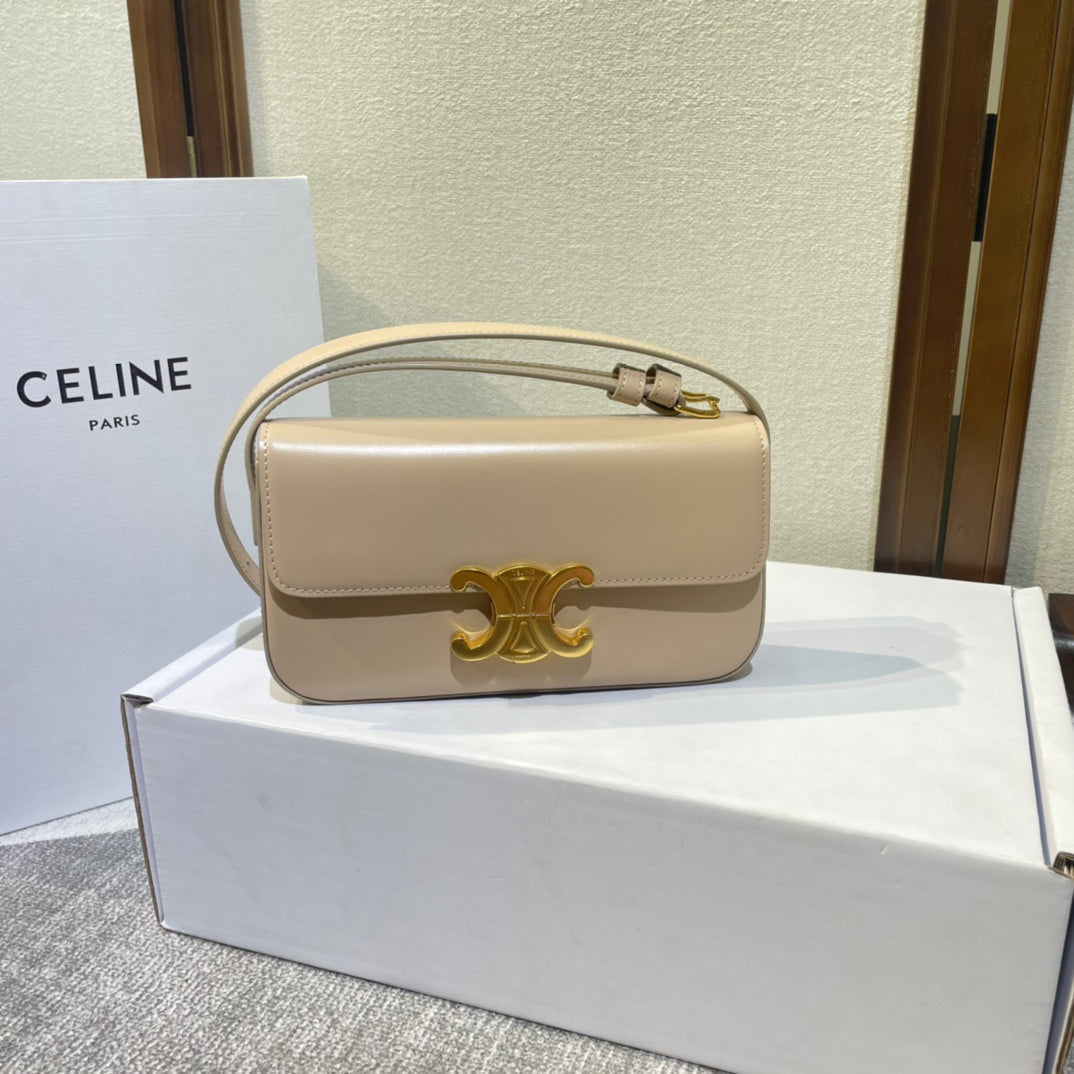 Triomphe classique 20 en cuir de veau beige clair avec finitions dorées