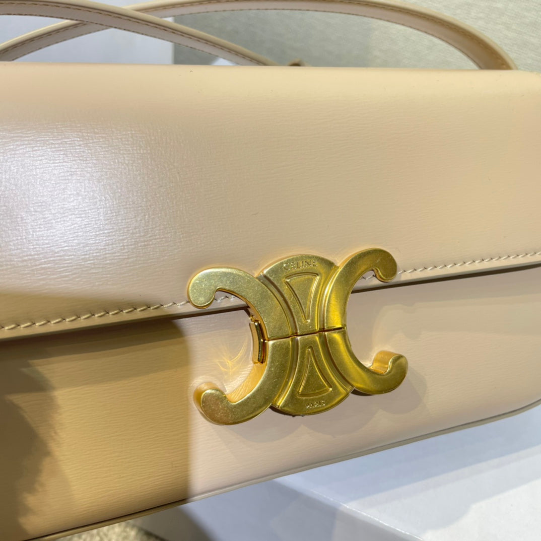 Triomphe classique 20 en cuir de veau beige clair avec finitions dorées