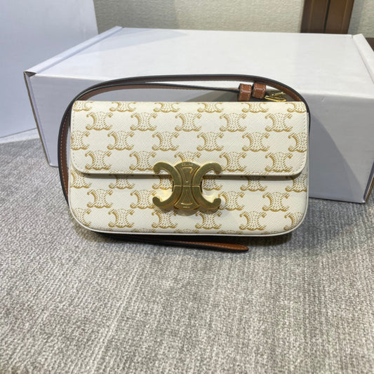 Triomohe 20 classique en toile blanche et cuir de veau marron