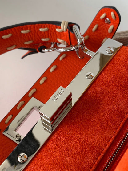 ピーカブー ミニ セレリア バッグ 23cm レッドレザー ショーツ 220ステッチ 手縫い