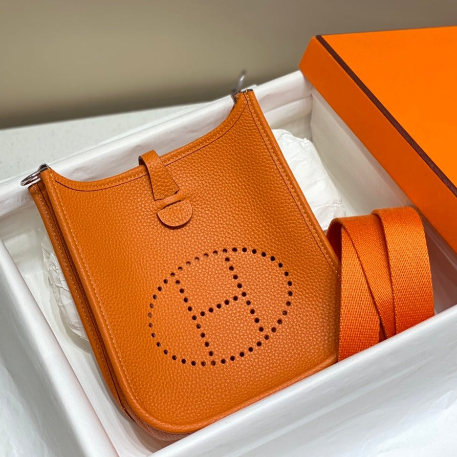 Mini Evelyne 18 cm Orange vif Togo Shw