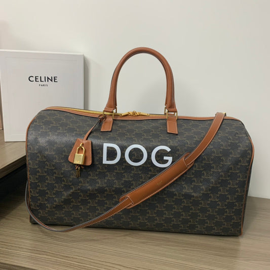 SAC DE VOYAGE 50 EN TOILE TRIOMPHE NOIRE IMPRIMÉ CHIEN
