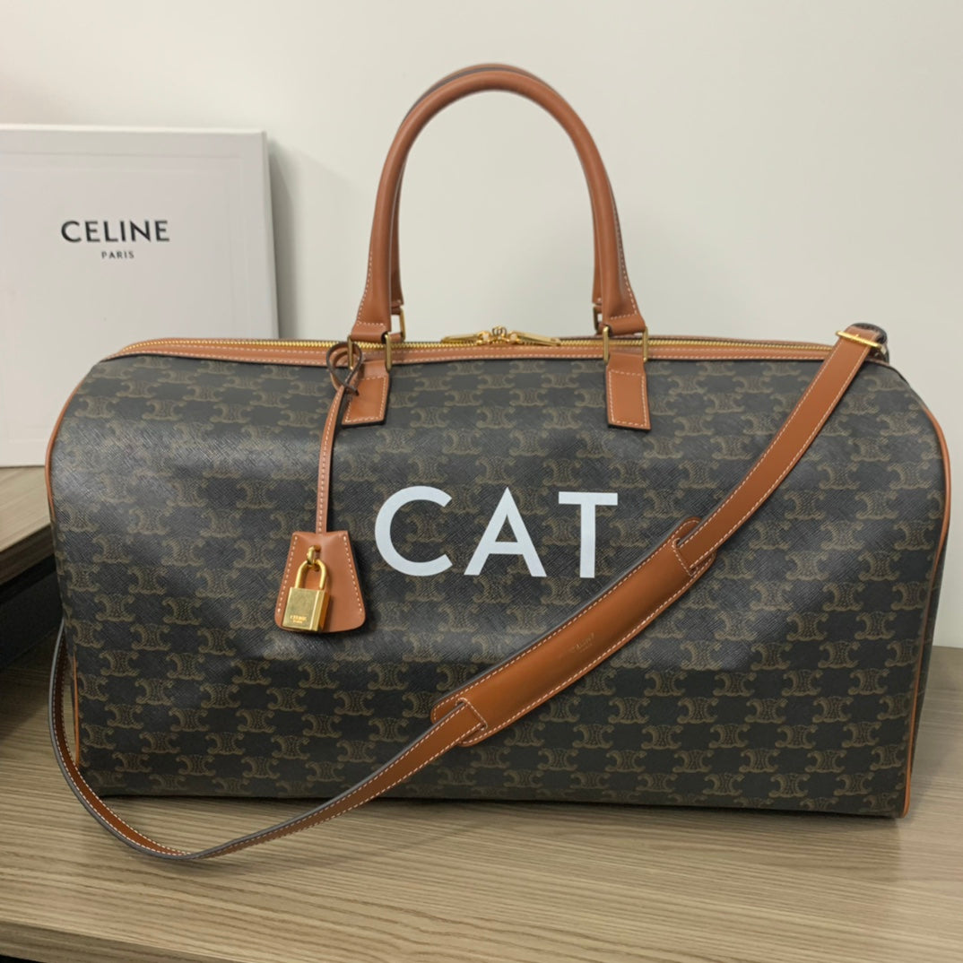 TRAVEL BAG 50 IN BLACK TRIOMPHE CANVAS WITH CAT PRINT