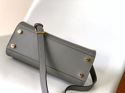 Sac Peekaboo ISeeU Small 27 cm en cuir d'agneau gris et accessoires dorés 