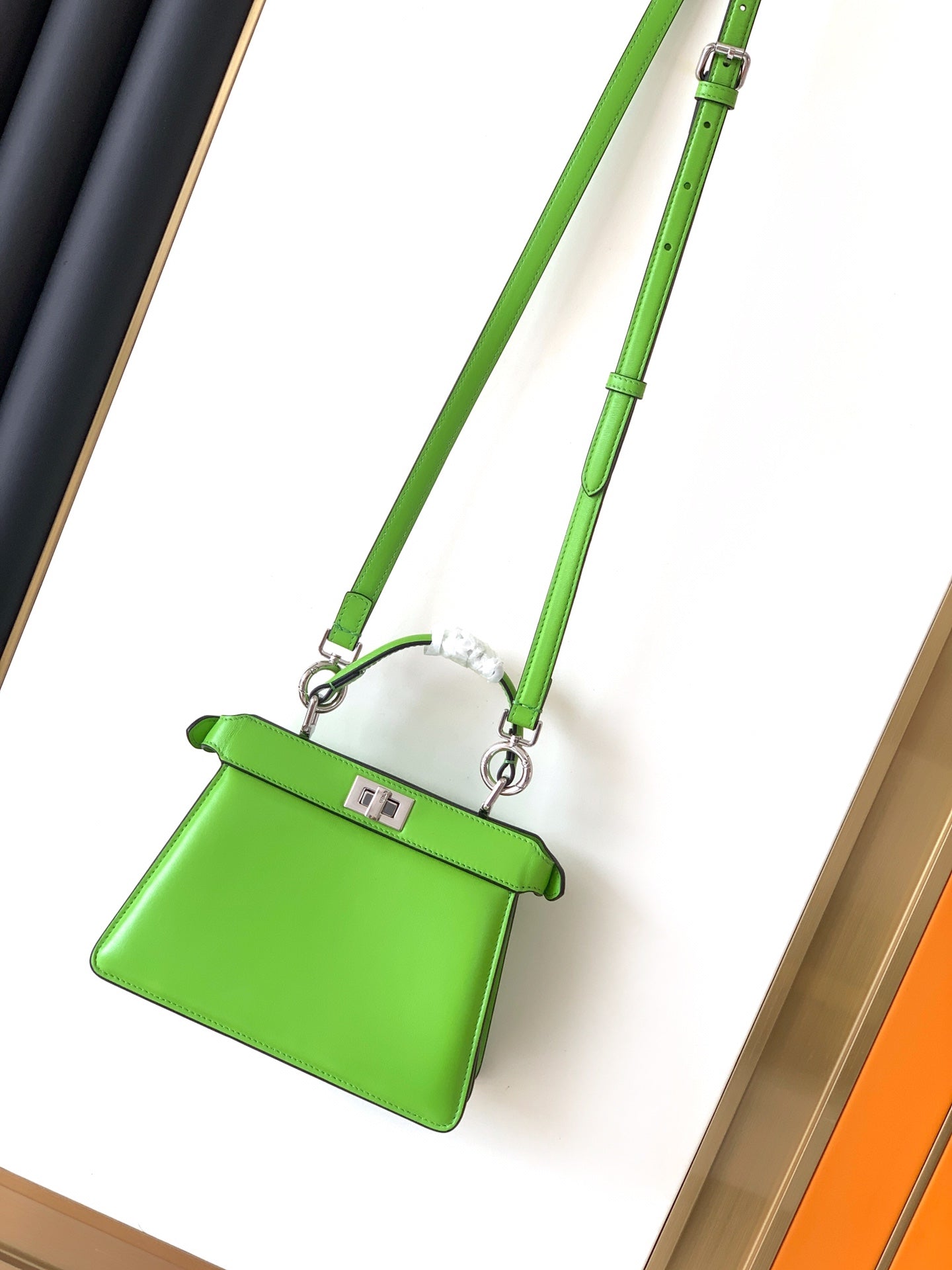 Sac Peekaboo ISeeU Petite 20 en cuir d'agneau vert Shw 