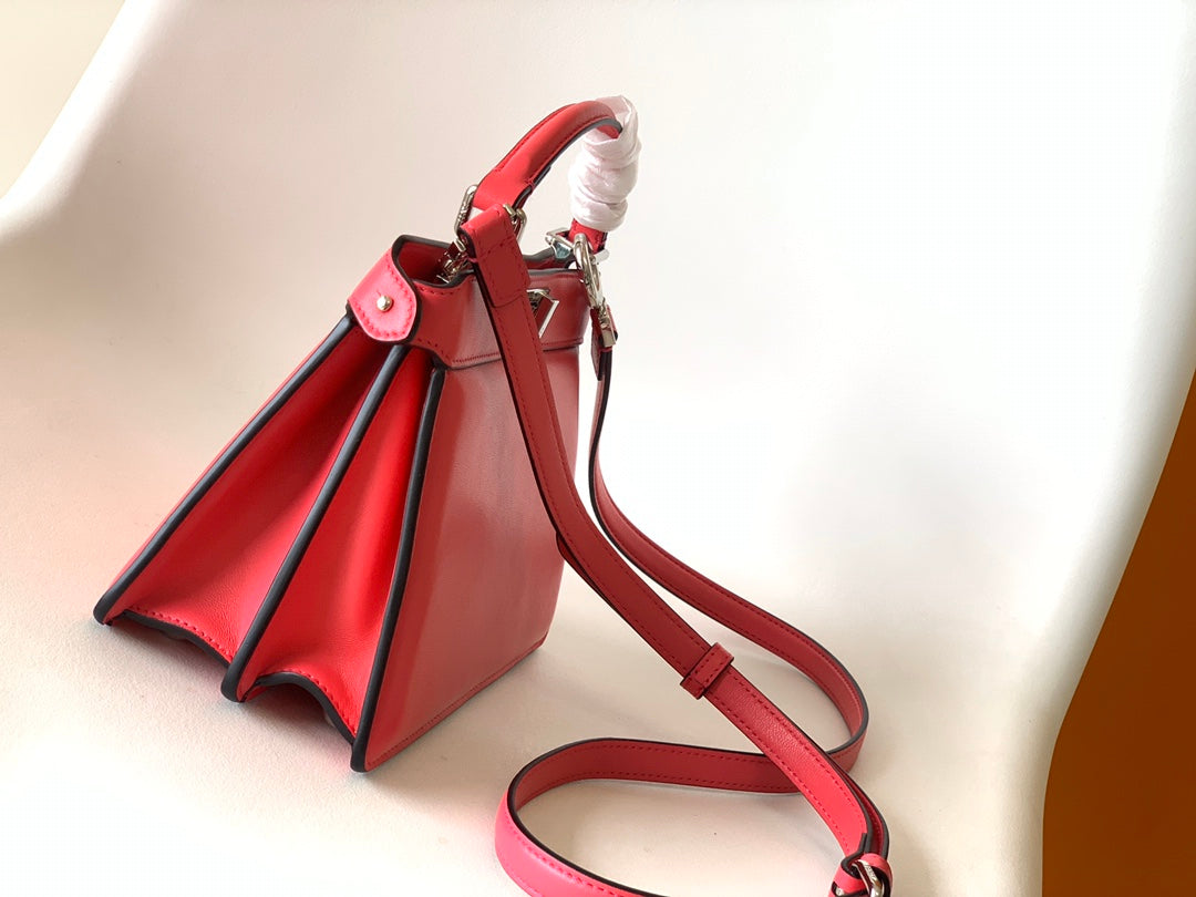 Peekaboo ISeeU Petite 20 Sac en cuir d'agneau rose vif Shw 