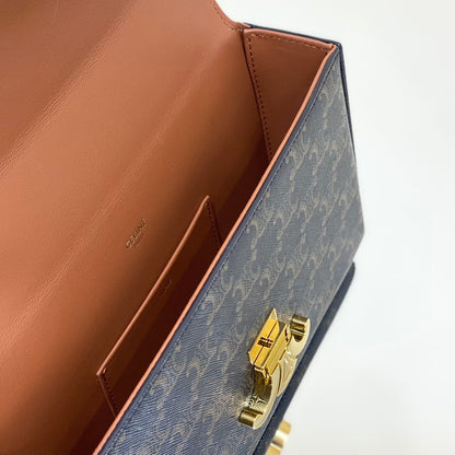 Coffret Triomphe 22 en cuir de veau naturel motif noir