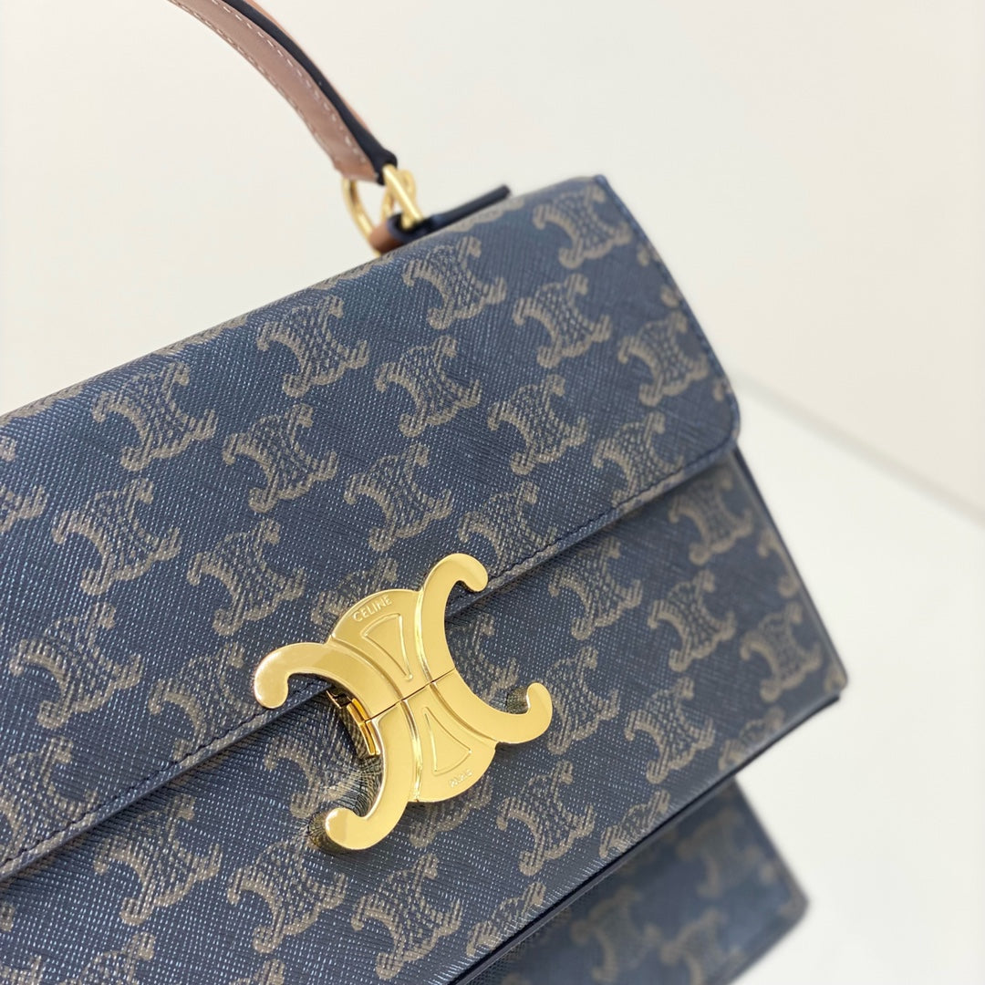 Coffret Triomphe 22 en cuir de veau naturel motif noir