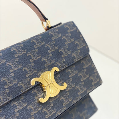 Coffret Triomphe 22 en cuir de veau naturel motif noir