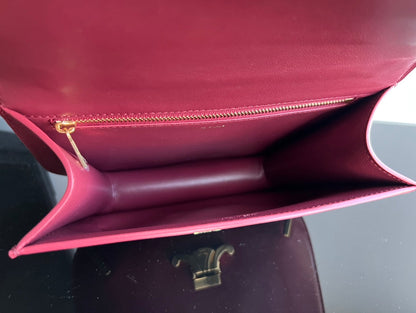 BESACE TRIPHOME 24 CUIR DE VEAU BRILLANT ROUGE RUBIS